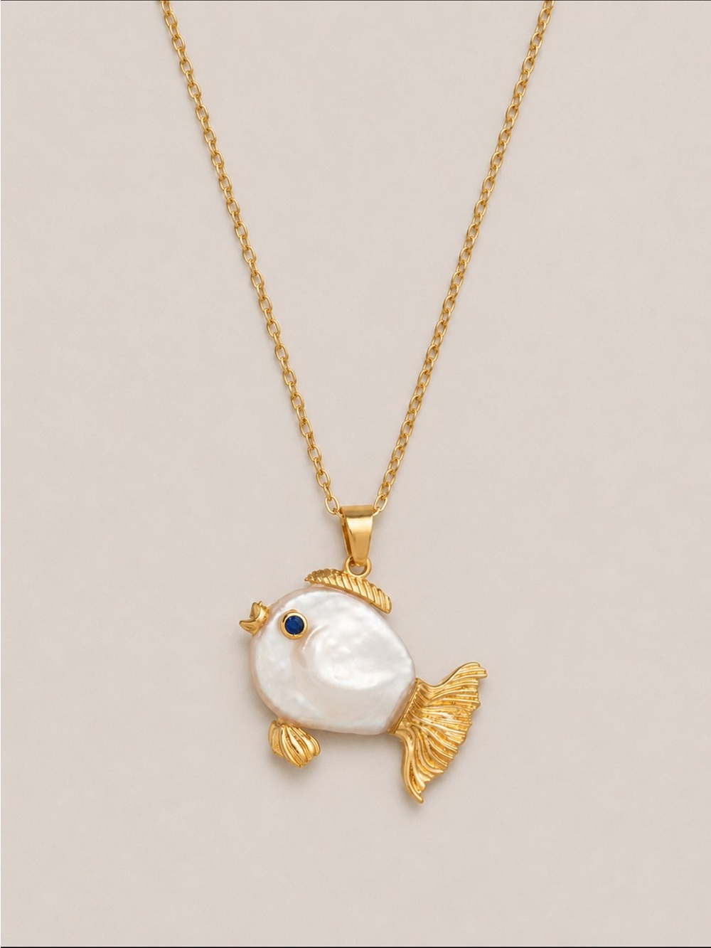 New! 18K Gold Plated Fish Pendant Coastal Necklace NWOT